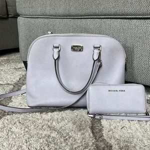 Michael Kors lavender purse and wristlet set